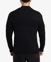 X-Ray Men's Mock Neck Texture Quarter Zip Knitted Sweater