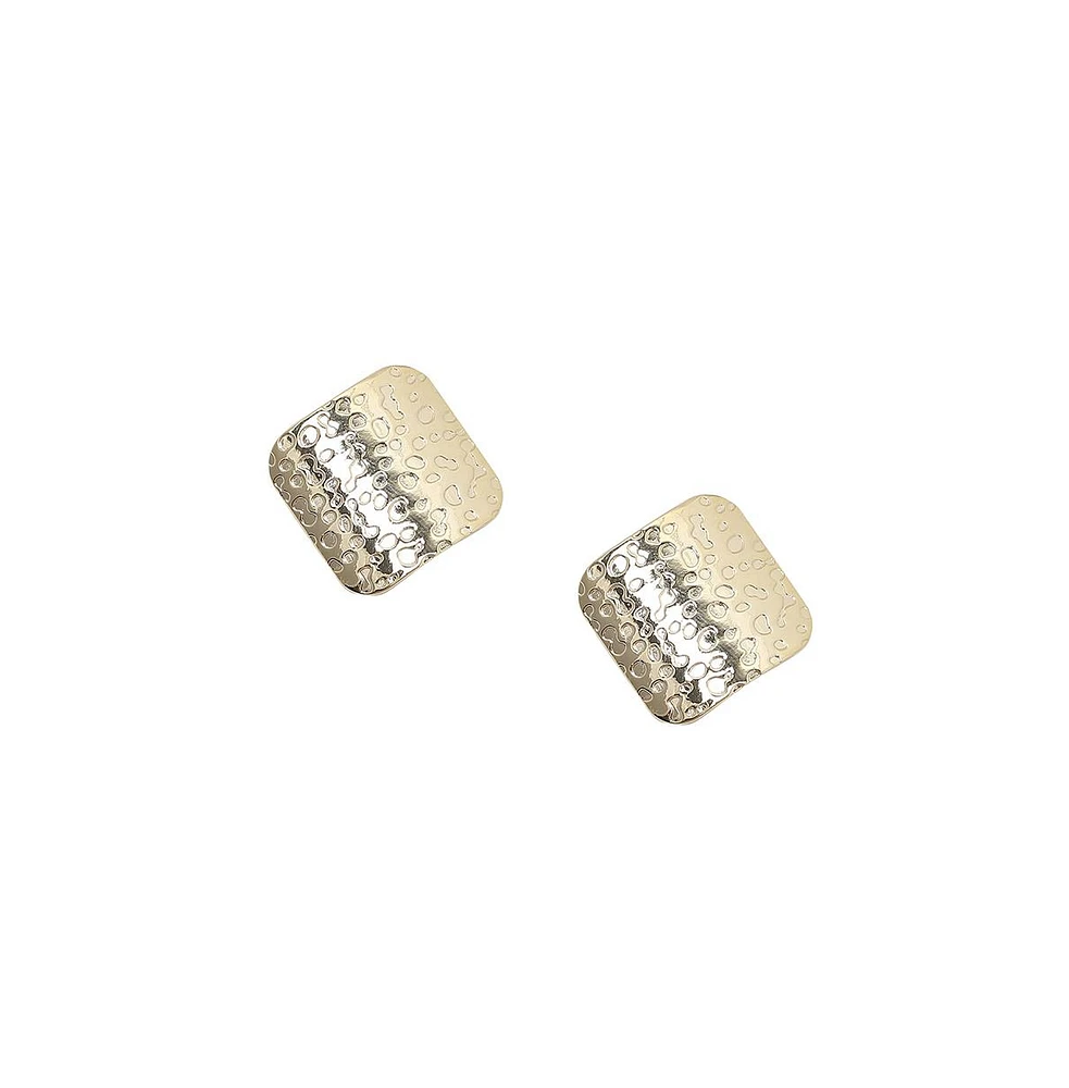 Dented Textured Square Stud Earrings