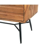 Slickblue 2-Drawer Wooden Nightstand with Metal Angled Legs for Modern Storage