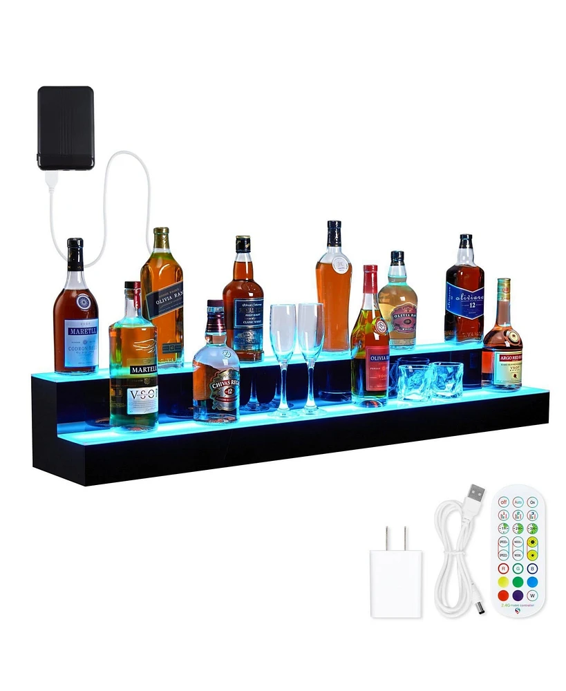 gaomon 48-Inch Led Acrylic Wine Display Rack - Remote Control, App-Controlled, Home Bar Accessories, Modern Design, and Party Wine Display