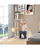 Gymax 50'' Cute Cat Tree for Indoor Cats Multi-level Cat Tower w/ Sisal Scratching Posts