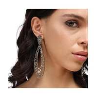 Intricate Oval Rose Drop Earrings