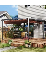 Outsunny 13' x Aluminum Pergola with Retractable Canopy,