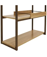 28.25-Inch H 3-Tier Sofa Table - Mdp Shelves and Powder-Coated Steel Frame - Removable Serving Tray - Brown