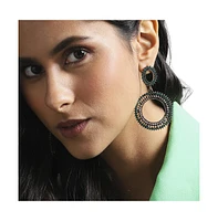 Circular Crystal Drop Earrings