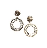 Sohi Daisy Circular Swirl Drop Earrings