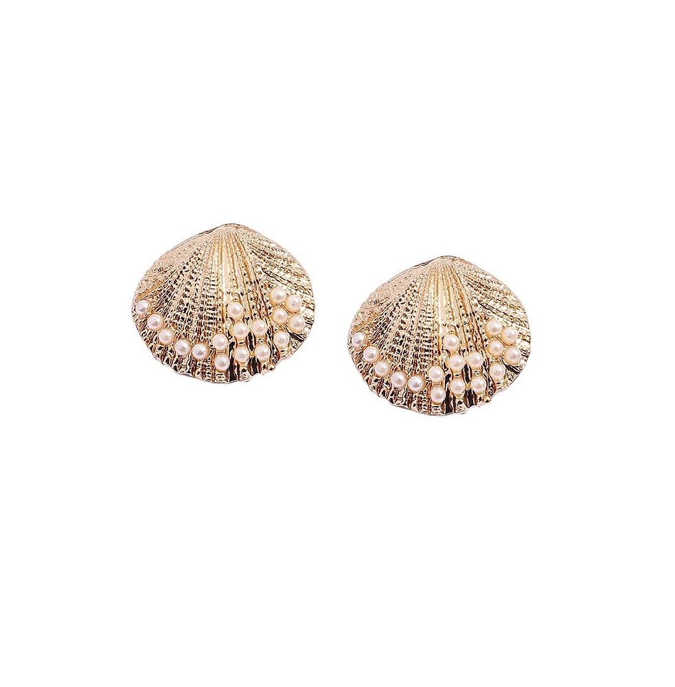 Sohi Pearl Seashell Stud Earrings