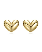 GiGiGirl Minimalist Heart Stud Earrings White Gold Plated, 14K or 18K Rose Plated