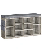 gaomon 41 Inches Entryway Shoe Storage Cabinet Bench with 10 Cubbies,Shoe Rack with Cushion