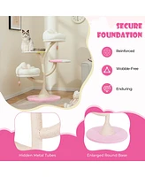 Gymax Multi-Layer Cat Tree Cute Cat Tower w/ 2 Cat Perches & 2 Platforms
