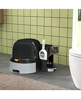 PawHut Cat Litter Box, Easy to Clean & Open with Scoop,