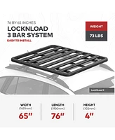 Yakima 76 by 65 Inch LockNLoad 3 Bar System Heavy Duty Roof Rack Platform, Black