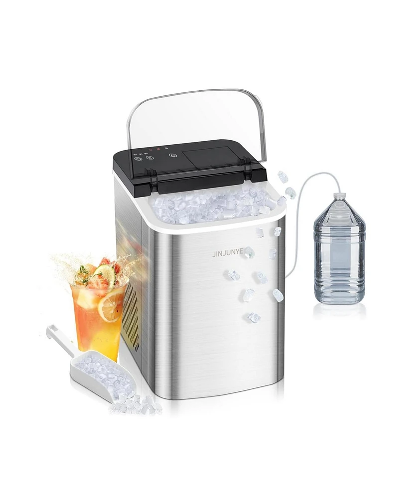 Jinjunye Nugget Ice Maker Countertop, 40LBS/Day, Timer, 2 Way Add Water