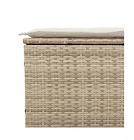 vidaXL 3 Piece Patio Sofa Set with Cushions Beige Poly Rattan
