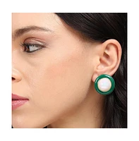 Sohi Enamel Pearl Stud Earrings