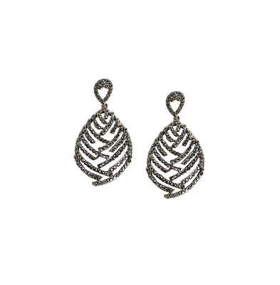 Sohi Embellished Overlay Teardrop Earrings