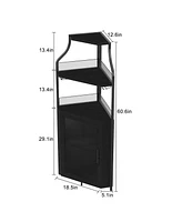 gaomon Corner Wine Bar Rack Cabinet with Detachable Wine Rack, Home Bar Cabinet with Barn Door and Adjustable Shelf