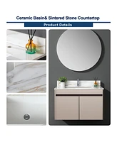 Slickblue Marble Bathroom Vanity Top with Undermount Rectangular Sink for Elegant Style