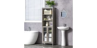 Slickblue Bathroom Cabinet with Integrated Laundry Basket for Space-Saving Storage