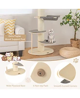 Gymax 47'' Cat Tree for Indoor Cats w/ Thickened Sisal Scratching Posts 2 Platforms