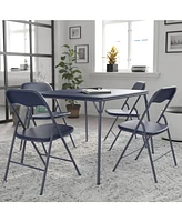 Skonyon Black 34 inch Portable Square Folding Table with Pu Soft Cushion for Living Room, Office, Camping