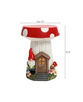 LuxenHome Gnome Mushroom MgO Indoor and Outdoor Sculpture Side Table