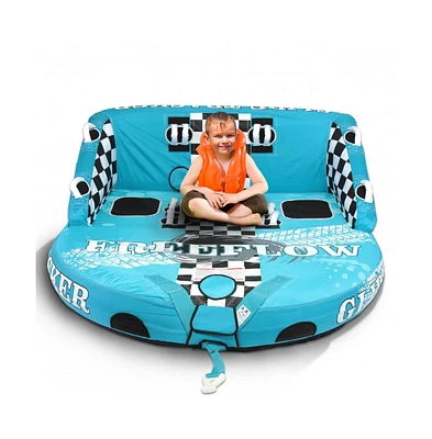 SereneLife Inflatable Towable Tube With Front & Back Tow Points - 3-Person Capacity