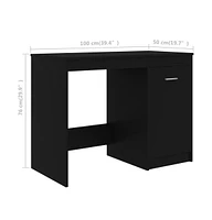 vidaXL Desk Black 39.4"x19.7"x29.9" Engineered Wood