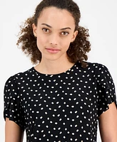 Ak Anne Klein Petite Dot-Print Tulip-Sleeve Top