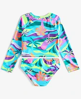 Breaking Waves Big Girls 2-Pc. Cropped Rash Guard Swimsuit