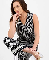 I.n.c. International Concepts Petite Geometric Tie-Waist Sleeveless Jumpsuit, Exclusively at Macy's