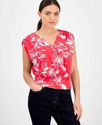 I.n.c. International Concepts Petite Printed Surplice-Neck Sleeveless Top, Exclusively at Macy's