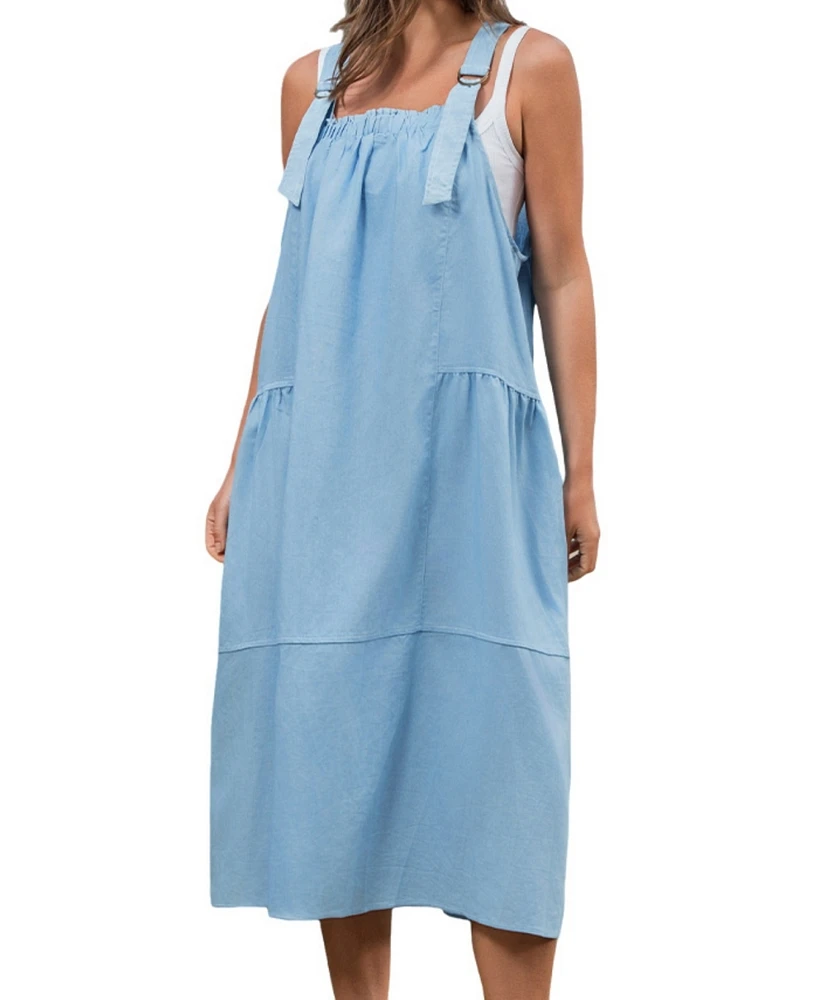 Cupshe Women's Denim Midi Overall Beach Dress