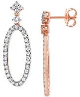 Diamond Open Oval Hoop Drop Earrings (5/8 ct. t.w.) in 14k Rose Gold