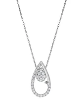 Diamond Halo Teardrop 18" Pendant Necklace (1/4 ct. t.w.) in 10k White Gold