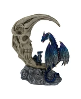 Fc Design "2-pc Set" 6.75"H Blue Dragon on Skeleton Moon Figurine Statue Ornament Home Room Office Decor and Perfect Ideas for Housewarming, Holidays