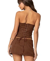 Edikted Women's Jennifer Lace Up Pinstripe Corset