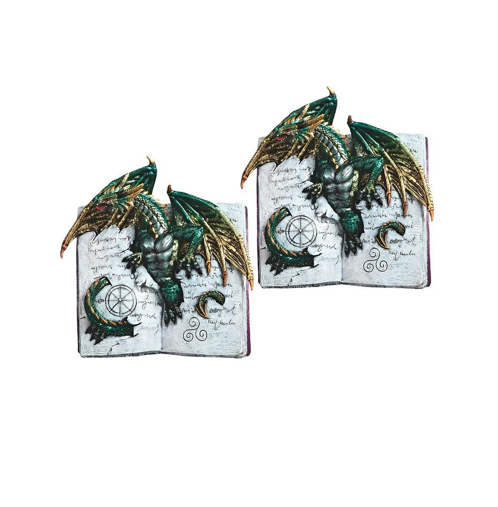 Fc Design "2-pc Set" 8.25"H Green Dragon of Open Books Figurine Statue Ornament Home Room Office Decor and Perfect Ideas for Housewarming, Holidays an