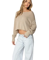 Edikted Women's Aviv Wide Neck Oversized Sweater