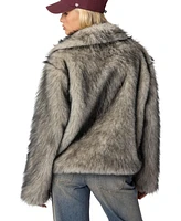 Edikted Womens Mob Wife Faux Fur Jacket