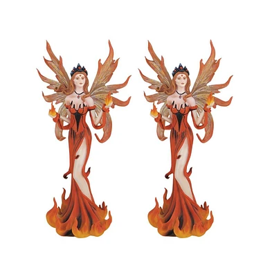 Fc Design "2-pc Set" 11"H Fire Fairy in Red Figurine Statue Ornament Home Room Office Decor and Perfect Ideas for Housewarming, Holidays and Birthdays