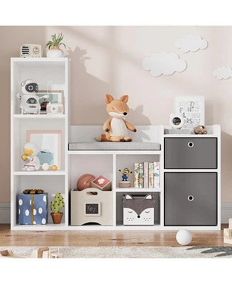 gaomon Toy Storage Organizer with Reading Nook 44.1in Width Kids Bookshelf