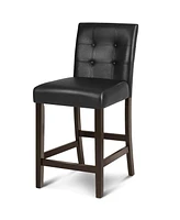 Gymax Set of 2 Bar Stools 25inch Counter Height Barstool Pub Chair Rubber Wood Black