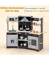 Costway Pretend Play Kitchen for Kids Toddler Aged 3+ Wooden Toy Set with Range Hood