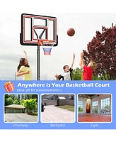 Costway 7.4-10 Ft Basketball Hoop Outdoor System with 44 Inch Shatterproof Pc Backboard