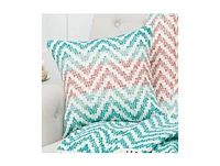 C&F Home 18" x 18" Chevron Coral and Green Throw Pillow