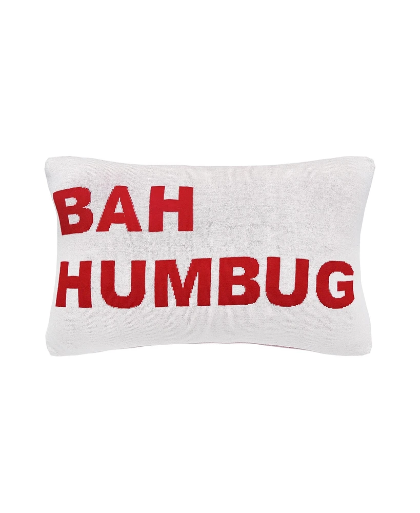 Bah Humbug 14" x 22" Knitted Throw Pillow