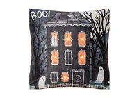 18" x 18" Haunted House Halloween Boo Light-Up Led Throw Pillow