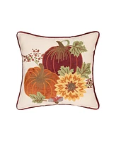 C&F Home 16" x 16" Pumpkins Sunflower Chain Stitch Fall Throw Pillow