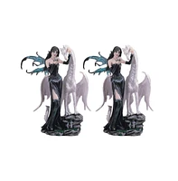 Fc Design "2-pc Set" 10"H Gothic Black Fairy Holding Glass Ball with White Dragon Figurine Statue Ornament Home Room Office Decor and Perfect Ideas fo